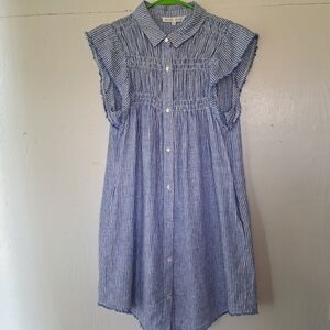 Melissa Nepton Sunset Royal Slub Stripe Shirtdress SZ S/P